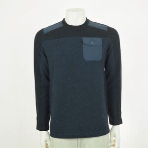 Prana Lonan Pocket Sweater Mens Medium Navy Blue Wool Blend Pullover Outdoor